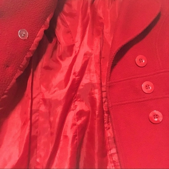 Forever 21 Red Classic Pea Coat Button Up Soft Pilled Texture Womens Small - Picture 7 of 7